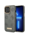 Case Guess GUHMP13LSAPSTG Apple iPhone 13 Pro grau/grey Hardcase Peony Logo Plate MagSafe