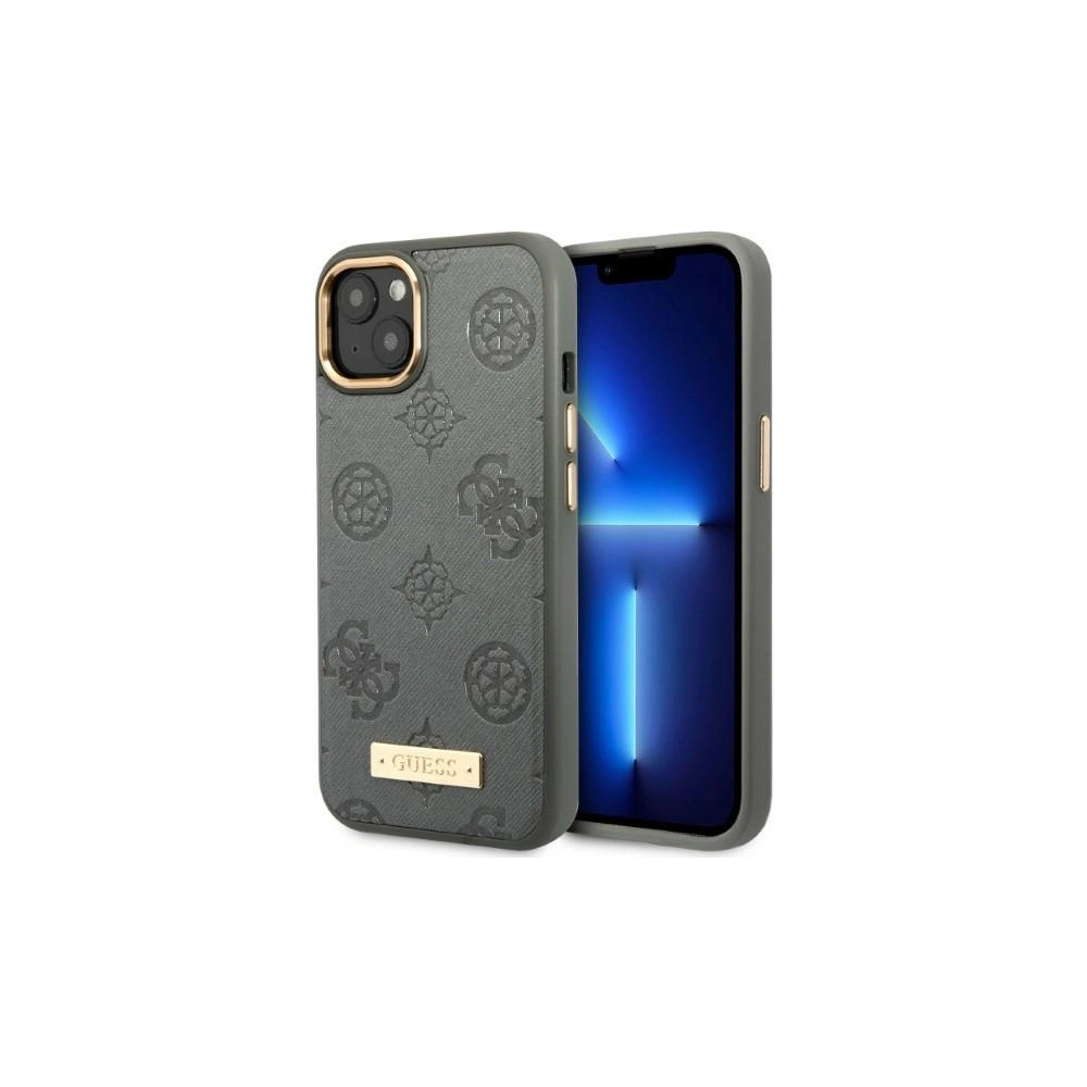 Etui Guess GUHMP13MSAPSTG Apple iPhone 13 szary/grey hardcase Peony Logo Plate MagSafe