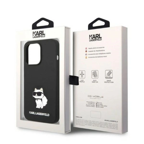 Buy Karl Lagerfeld KLHCP14LSNCHBCK Apple iPhone 14 Pro hardcase black Silicone Choupette - KLD1271 - {ean13} - Home Screen Store Europe
