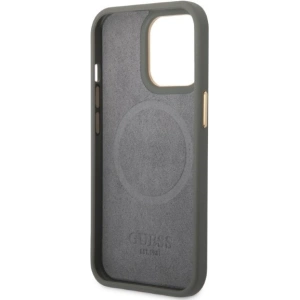 Buy Guess GUHMP13XSAPSTG Apple iPhone 13 Pro Max grey hardcase Peony Logo Plate MagSafe - GUE2274 - {ean13} - Home Screen Store Europe