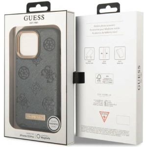 Buy Guess GUHMP13XSAPSTG Apple iPhone 13 Pro Max grey hardcase Peony Logo Plate MagSafe - GUE2274 - {ean13} - Home Screen Store Europe