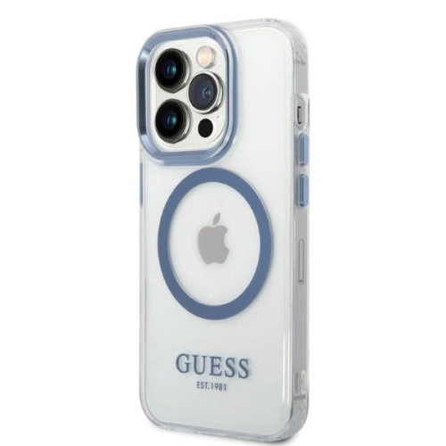 Kup Etui Guess GUHMP14LHTRMB Apple iPhone 14 Pro albastru/blue carcasă tare Metal Outline Magsafe - GUE2277 - {ean13} - Sklep Home Screen