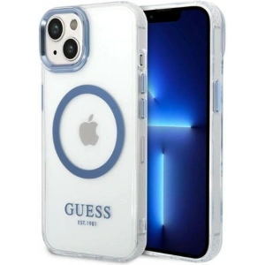 Etui Guess GUHMP14MHTRMB Apple iPhone 14 Plus / 15 Plus niebieski/blue hard case Metal Outline Magsafe