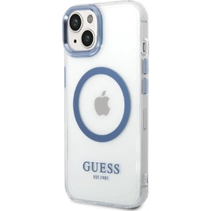 Etui Guess GUHMP14MHTRMB Apple iPhone 14 Plus / 15 Plus niebieski/blue hard case Metal Outline Magsafe