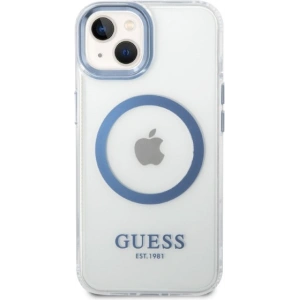 Etui Guess GUHMP14MHTRMB Apple iPhone 14 Plus / 15 Plus niebieski/blue hard case Metal Outline Magsafe