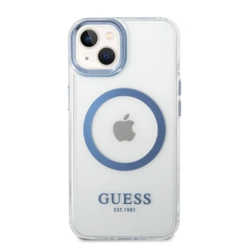 Kup Etui Guess GUHMP14MHTRMB Apple iPhone 14 Plus / 15 Plus niebieski/blue hard case Metal Outline Magsafe - GUE2278 - {ean13} - Sklep Home Screen