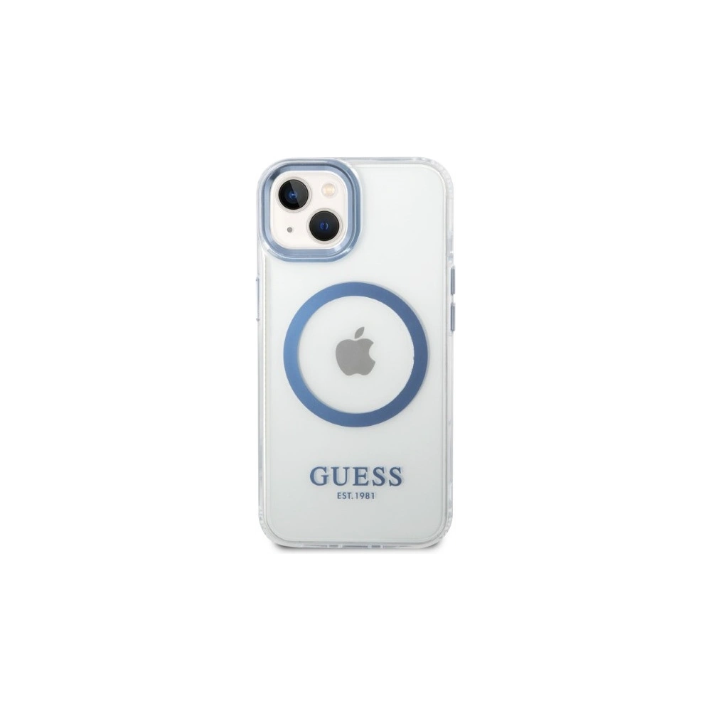 Etui Guess GUHMP14MHTRMB Apple iPhone 14 Plus / 15 Plus niebieski/blue hard case Metal Outline Magsafe