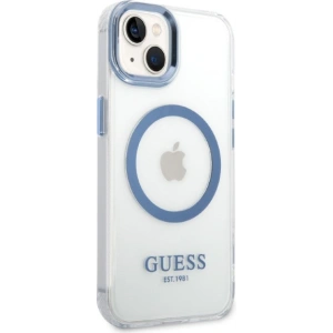 Etui Guess GUHMP14MHTRMB Apple iPhone 14 Plus / 15 Plus niebieski/blue hard case Metal Outline Magsafe