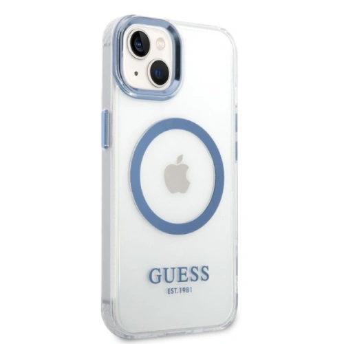 Kup Etui Guess GUHMP14MHTRMB Apple iPhone 14 Plus / 15 Plus niebieski/blue hard case Metal Outline Magsafe - GUE2278 - {ean13} - Sklep Home Screen
