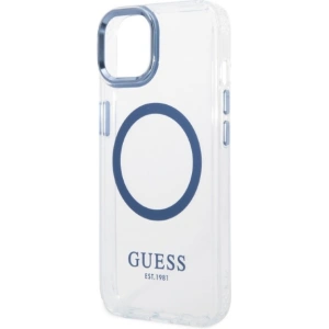 Etui Guess GUHMP14MHTRMB Apple iPhone 14 Plus / 15 Plus niebieski/blue hard case Metal Outline Magsafe