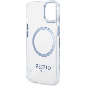Etui Guess GUHMP14MHTRMB Apple iPhone 14 Plus / 15 Plus niebieski/blue hard case Metal Outline Magsafe