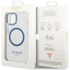 Etui Guess GUHMP14MHTRMB Apple iPhone 14 Plus / 15 Plus niebieski/blue hard case Metal Outline Magsafe