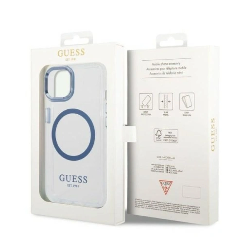 Kup Etui Guess GUHMP14MHTRMB Apple iPhone 14 Plus / 15 Plus niebieski/blue hard case Metal Outline Magsafe - GUE2278 - {ean13} - Sklep Home Screen