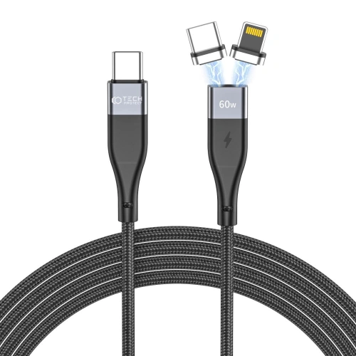 Buy Tech-Protect Ultraboost 2in1 Magnetic Cable Lightning & USB-C PD 60W 3A 100cm Black - THP1610 - {ean13} - Home Screen Store Europe