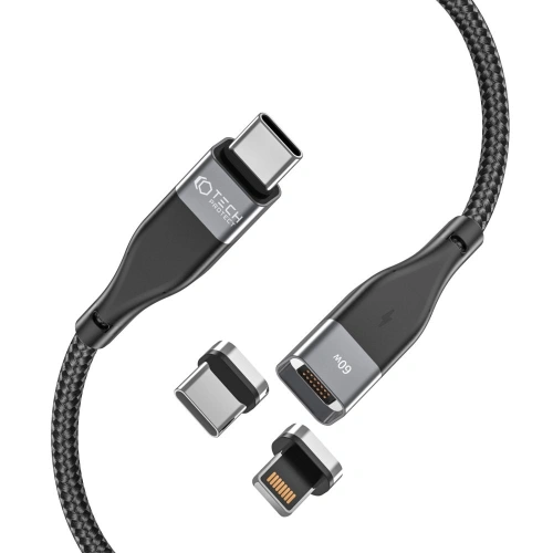 Kup Kabel magnetyczny Tech-Protect Ultraboost 2in1 Magnetic Cable Lightning & USB-C PD 60W 3A 100cm Black - THP1610 - {ean13} - Sklep Home Screen