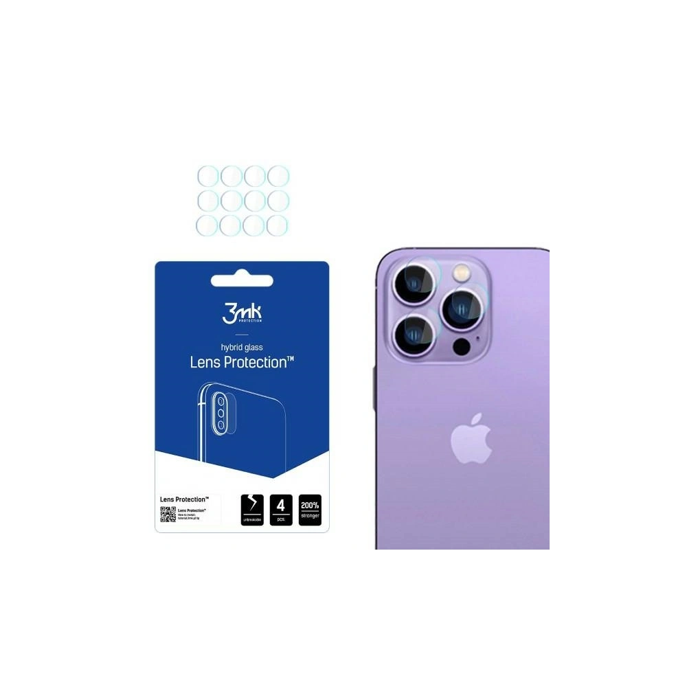 Szkło hybrydowe na obiektyw aparatu 3MK Lens Protection Apple iPhone 14 Pro/14 Pro Max [4 PACK]