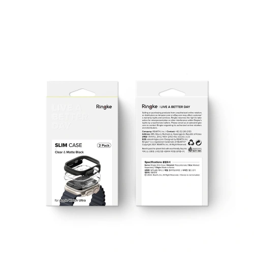 Buy Case Ringke Slim Apple Watch Ultra 49mm Clear & Matte Black [2 PACK] - RGK1732 - {ean13} - Home Screen Store Europe