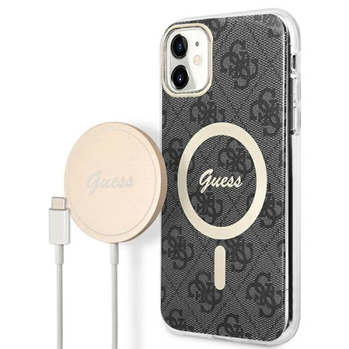Kup Sada Guess pouzdro + bezdrátová nabíječka GUBPN61H4EACSK Apple iPhone 11 černé/black hard case 4G Print MagSafe - GUE2279 - {ean13} - Sklep Home Screen