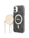 Guess GUBPN61H4EACSK Case + Wireless Charger Apple iPhone 11 black hard case 4G Print MagSafe