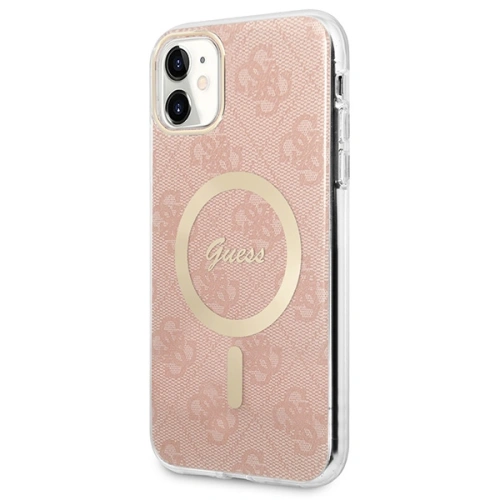Kup Set Guess etui + încărcător wireless GUBPN61H4EACSP Apple iPhone 11 roz/roz hard case 4G Print MagSafe - GUE2280 - {ean13} - Sklep Home Screen