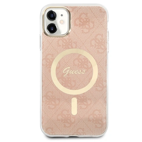 Kup Set Guess etui + încărcător wireless GUBPN61H4EACSP Apple iPhone 11 roz/roz hard case 4G Print MagSafe - GUE2280 - {ean13} - Sklep Home Screen