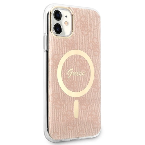 Kup Set Guess etui + încărcător wireless GUBPN61H4EACSP Apple iPhone 11 roz/roz hard case 4G Print MagSafe - GUE2280 - {ean13} - Sklep Home Screen