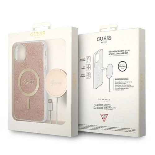 Kup Set Guess etui + încărcător wireless GUBPN61H4EACSP Apple iPhone 11 roz/roz hard case 4G Print MagSafe - GUE2280 - {ean13} - Sklep Home Screen