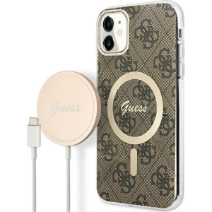 Kup Zestaw Guess etui + ładowarka bezprzewodowa GUBPN61H4EACSW Apple iPhone 11 brązowy/brown hard case 4G Print MagSafe - GUE2281 - {ean13} - Sklep Home Screen