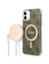 Buy Guess GUBPN61H4EACSW Case + Wireless Charger Apple iPhone 11 brown hard case 4G Print MagSafe - GUE2281 - {ean13} - Home Screen Store Europe