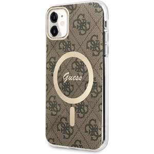 Kup Zestaw Guess tok + GUBPN61H4EACSW vezeték nélküli töltő Apple iPhone 11 barna/brown kemény tok 4G Print MagSafe - GUE2281 - {ean13} - Sklep Home Screen