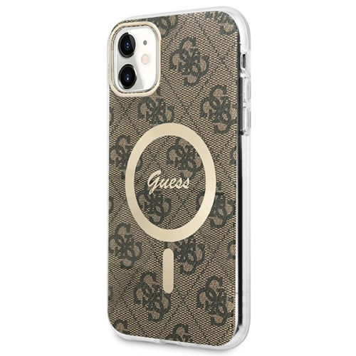 Buy Guess GUBPN61H4EACSW Case + Wireless Charger Apple iPhone 11 brown hard case 4G Print MagSafe - GUE2281 - {ean13} - Home Screen Store Europe