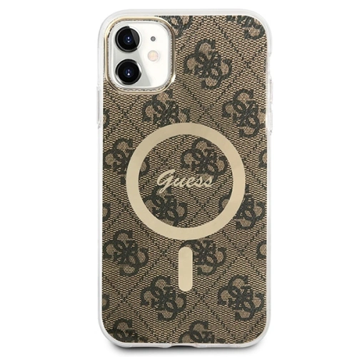 Buy Guess GUBPN61H4EACSW Case + Wireless Charger Apple iPhone 11 brown hard case 4G Print MagSafe - GUE2281 - {ean13} - Home Screen Store Europe