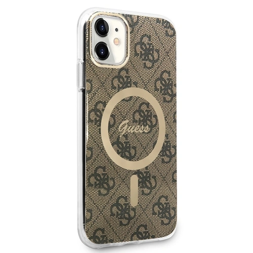 Buy Guess GUBPN61H4EACSW Case + Wireless Charger Apple iPhone 11 brown hard case 4G Print MagSafe - GUE2281 - {ean13} - Home Screen Store Europe