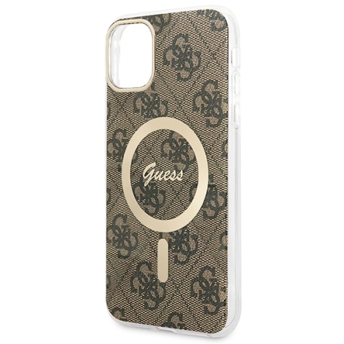 Buy Guess GUBPN61H4EACSW Case + Wireless Charger Apple iPhone 11 brown hard case 4G Print MagSafe - GUE2281 - {ean13} - Home Screen Store Europe