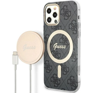 Kup Zestaw Guess tok + vezeték nélküli töltő GUBPP12MH4EACSK Apple iPhone 12/12 Pro fekete/black kemény tok 4G Print MagSafe - GUE2282 - {ean13} - Sklep Home Screen