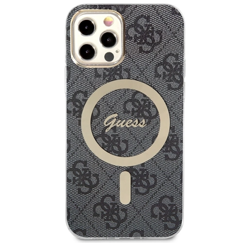 Buy Guess GUBPP12MH4EACSK Case + Wireless Charger Apple iPhone 12/12 Pro black hard case 4G Print MagSafe - GUE2282 - {ean13} - Home Screen Store Europe