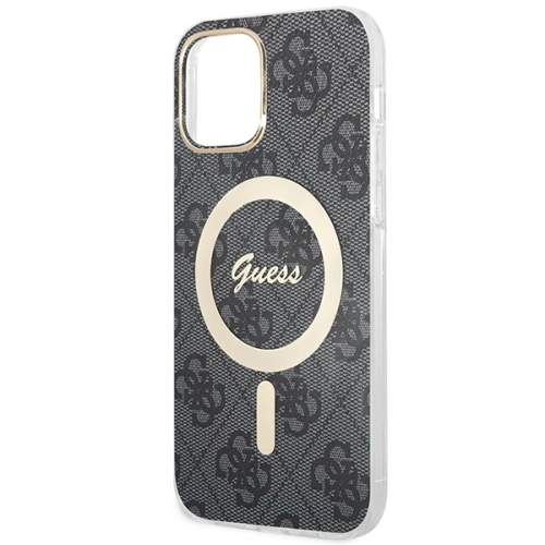 Buy Guess GUBPP12MH4EACSK Case + Wireless Charger Apple iPhone 12/12 Pro black hard case 4G Print MagSafe - GUE2282 - {ean13} - Home Screen Store Europe