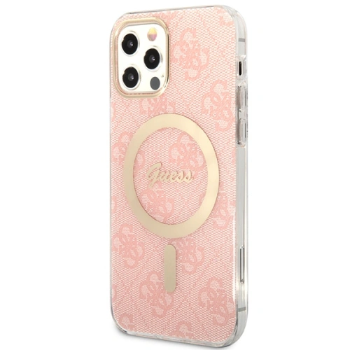 Kup Zestaw Guess etui + ładowarka bezprzewodowa GUBPP12MH4EACSP Apple iPhone 12/12 Pro różowy/pink hard case 4G Print MagSafe - GUE2283 - {ean13} - Sklep Home Screen