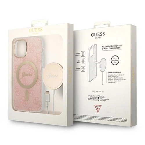 Kup Zestaw Guess etui + ładowarka bezprzewodowa GUBPP12MH4EACSP Apple iPhone 12/12 Pro różowy/pink hard case 4G Print MagSafe - GUE2283 - {ean13} - Sklep Home Screen