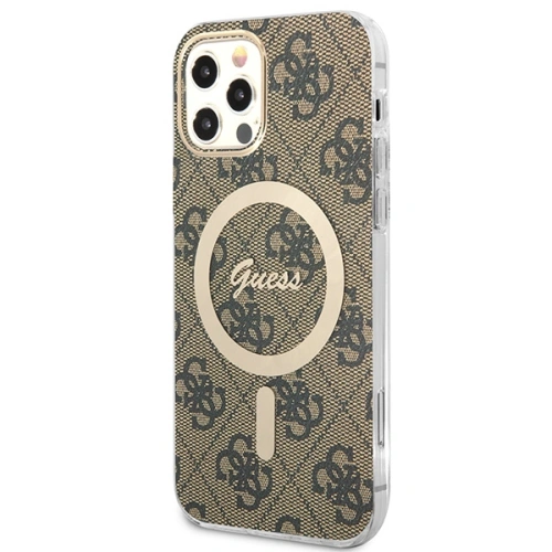 Kup Set Guess etui + încărcător wireless GUBPP12MH4EACSW Apple iPhone 12/12 Pro maro/brown hard case 4G Print MagSafe - GUE2284 - {ean13} - Sklep Home Screen