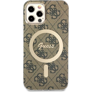 Kup Zestaw Guess etui + ładowarka bezprzewodowa GUBPP12MH4EACSW Apple iPhone 12/12 Pro brązowy/brown hard case 4G Print MagSafe - GUE2284 - {ean13} - Sklep Home Screen