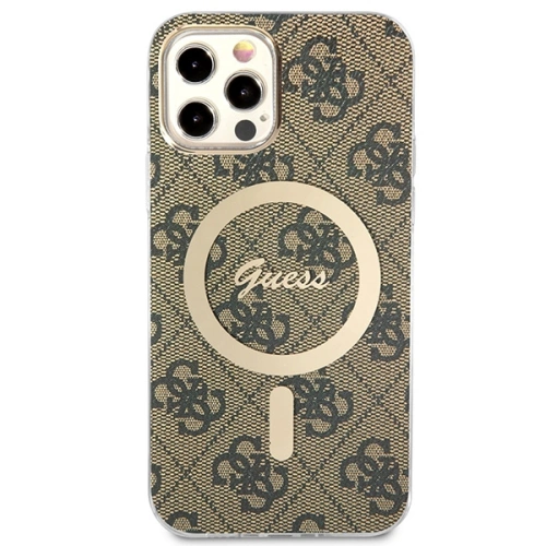 Kup Zestaw Guess etui + ładowarka bezprzewodowa GUBPP12MH4EACSW Apple iPhone 12/12 Pro brązowy/brown hard case 4G Print MagSafe - GUE2284 - {ean13} - Sklep Home Screen