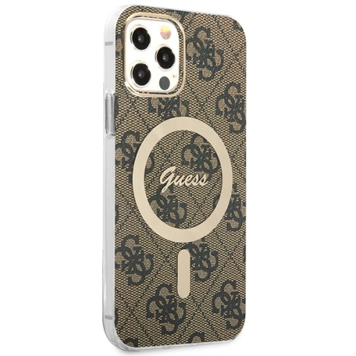 Kup Zestaw Guess etui + ładowarka bezprzewodowa GUBPP12MH4EACSW Apple iPhone 12/12 Pro brązowy/brown hard case 4G Print MagSafe - GUE2284 - {ean13} - Sklep Home Screen