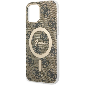 Kup Zestaw Guess etui + ładowarka bezprzewodowa GUBPP12MH4EACSW Apple iPhone 12/12 Pro brązowy/brown hard case 4G Print MagSafe - GUE2284 - {ean13} - Sklep Home Screen