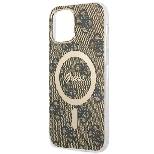 Kup Zestaw Guess etui + ładowarka bezprzewodowa GUBPP12MH4EACSW Apple iPhone 12/12 Pro brązowy/brown hard case 4G Print MagSafe - GUE2284 - {ean13} - Sklep Home Screen