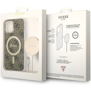 Kup Zestaw Guess etui + ładowarka bezprzewodowa GUBPP12MH4EACSW Apple iPhone 12/12 Pro brązowy/brown hard case 4G Print MagSafe - GUE2284 - {ean13} - Sklep Home Screen