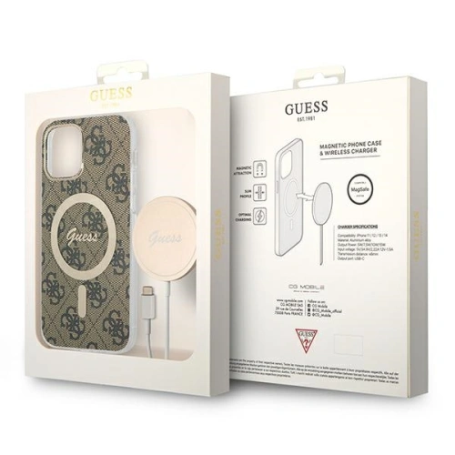 Kup Set Guess etui + încărcător wireless GUBPP12MH4EACSW Apple iPhone 12/12 Pro maro/brown hard case 4G Print MagSafe - GUE2284 - {ean13} - Sklep Home Screen