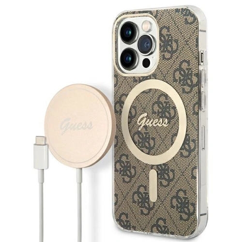 Kup Set Guess husă + încărcător wireless GUBPP13LH4EACSW Apple iPhone 13 Pro maro/brown hard case 4G Print MagSafe - GUE2287 - {ean13} - Sklep Home Screen
