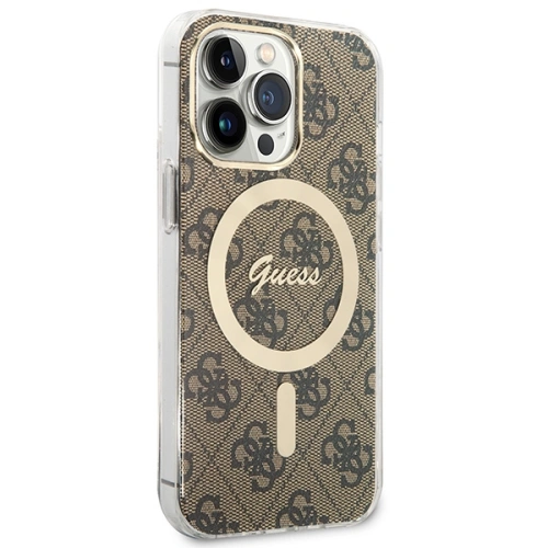 Kup Zestaw Guess etui + ładowarka bezprzewodowa GUBPP13LH4EACSW Apple iPhone 13 Pro brązowy/brown hard case 4G Print MagSafe - GUE2287 - {ean13} - Sklep Home Screen