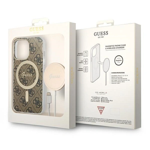 Kup Set Guess husă + încărcător wireless GUBPP13LH4EACSW Apple iPhone 13 Pro maro/brown hard case 4G Print MagSafe - GUE2287 - {ean13} - Sklep Home Screen